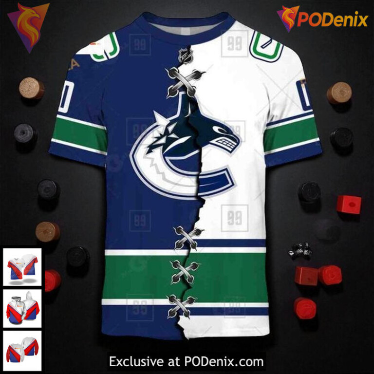 Custom Vancouver Canucks Hoodie, NHL Mix Color Jersey 2025 3D Design Apparel - 1