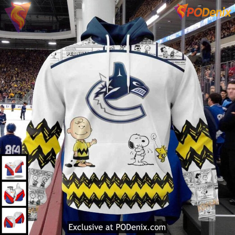 Custom Vancouver Canucks Hoodie Peanuts Snoopy Design NHL 3D All Over Print