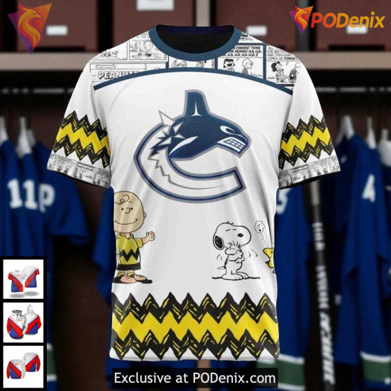 Custom Vancouver Canucks Hoodie Peanuts Snoopy Design NHL 3D All Over Print - 2