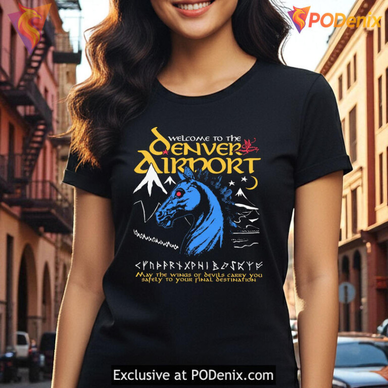 Denver airport shirt conspiracy design with Blucifer art, Welcome to the Denver Airport - 2