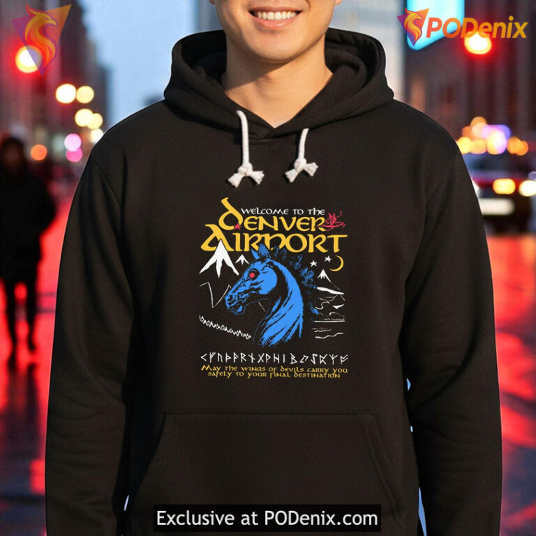 Denver airport shirt conspiracy design with Blucifer art, Welcome to the Denver Airport - 3