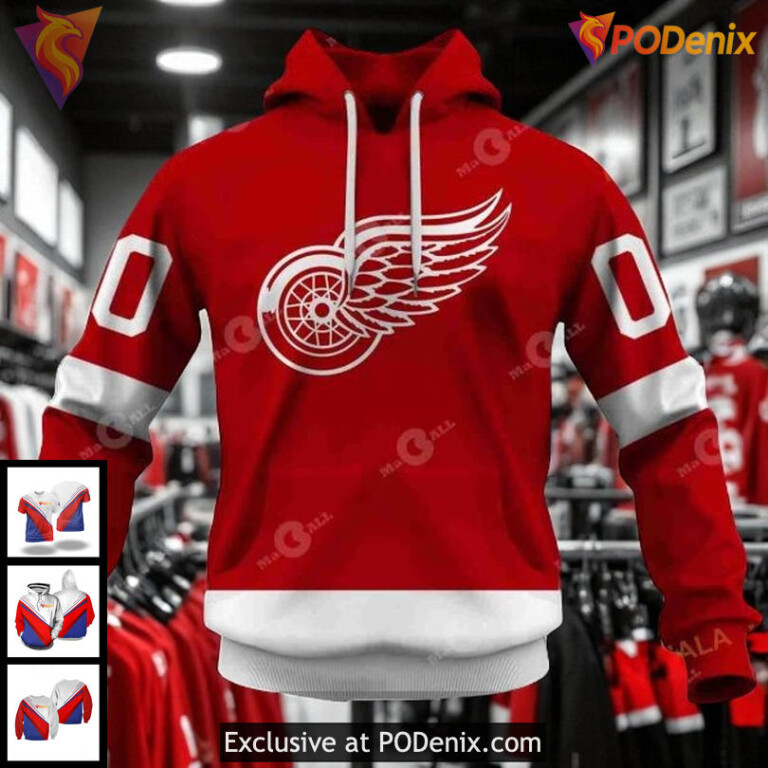 Detroit Red Wings 3D Hoodie Custom NHL Vintage Throwback Home Design