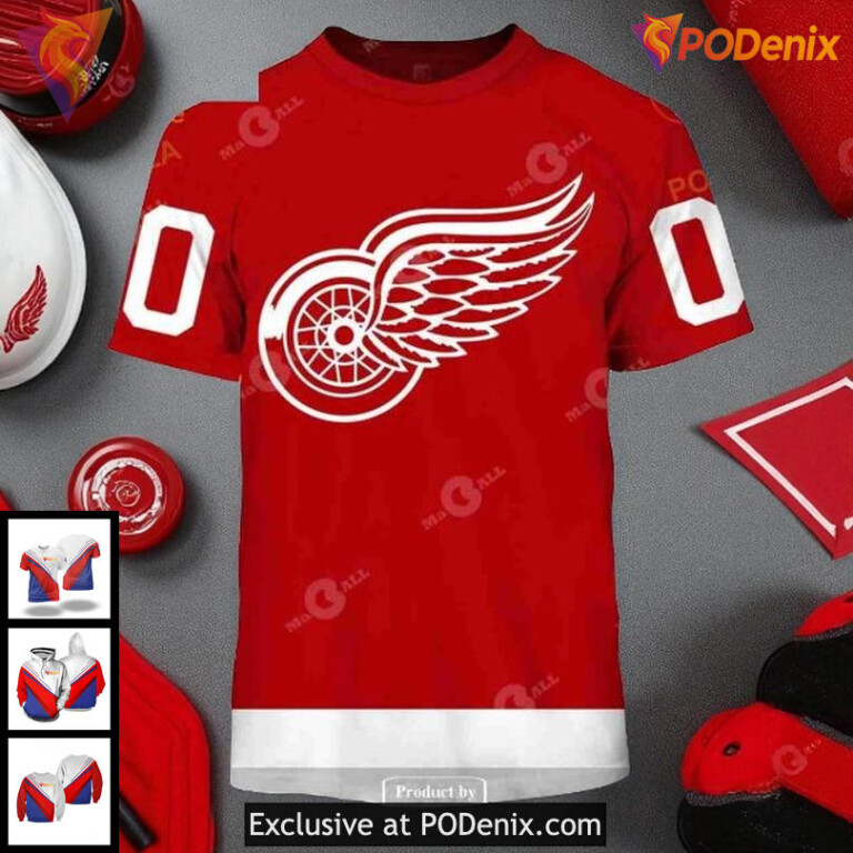 Detroit Red Wings 3D Hoodie Custom NHL Vintage Throwback Home Design - 1