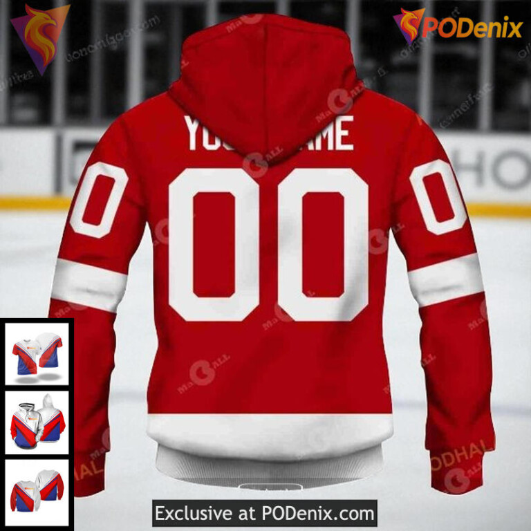 Detroit Red Wings 3D Hoodie Custom NHL Vintage Throwback Home Design - 2