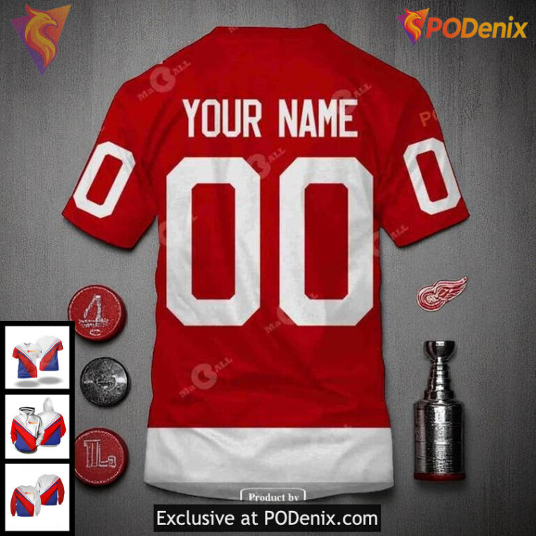 Detroit Red Wings 3D Hoodie Custom NHL Vintage Throwback Home Design - 3