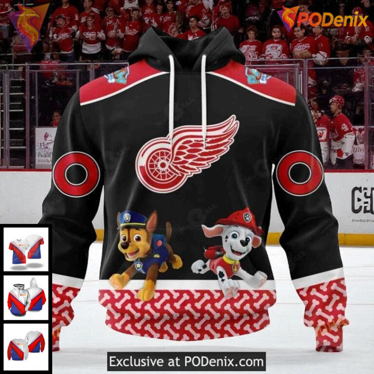 Detroit Red Wings Hoodie 3D NHL Custom Paw Patrol Design Personalized Style