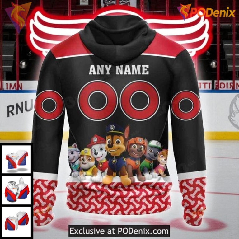 Detroit Red Wings Hoodie 3D NHL Custom Paw Patrol Design Personalized Style - 1