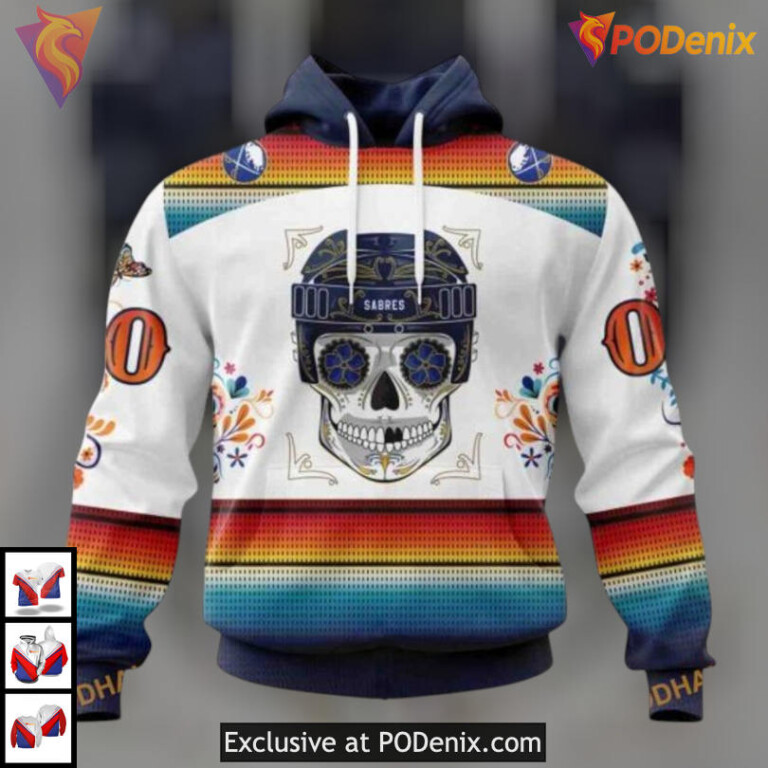 Dia De Los Muertos Festival Tribute NHL Vintage Buffalo Sabres Hoodie 3D