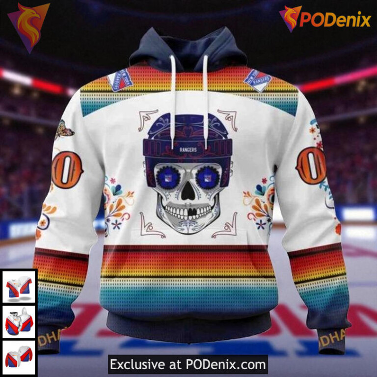 Dia De Los Muertos New York Rangers Graphic Hoodie, Custom NHL 3D Apparel