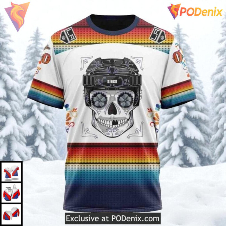 Dia De Los Muertos Tribute Custom Vintage Los Angeles Kings Hoodie NHL 3D - 2