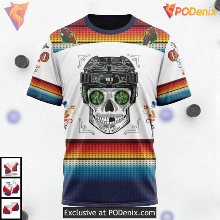 Dia De Los Muertos Tribute NHL Minnesota Wild Personalized 3D Hoodie - 2