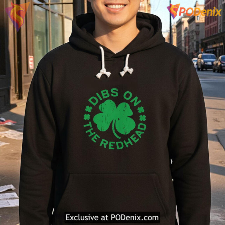 Dibs On The Redhead Shirt, Funny Shamrock Graphic St Patricks Day Tee - 3