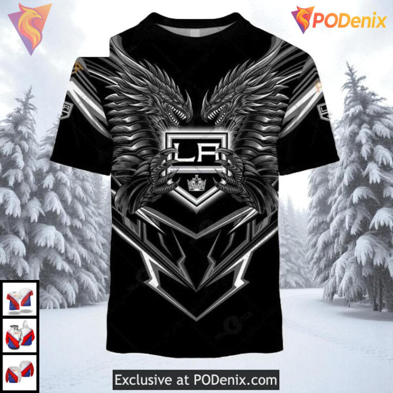 Dragon Artwork Graphic Style Custom Los Angeles Kings Personalized 3D Hoodie NHL 3D - 1