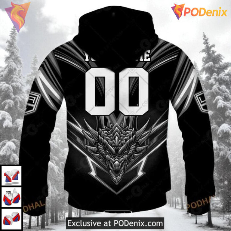 Dragon Artwork Graphic Style Custom Los Angeles Kings Personalized 3D Hoodie NHL 3D - 2
