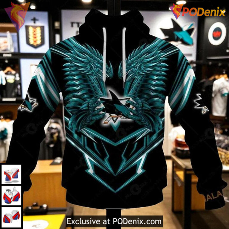 Dragon Design Theme Custom NHL San Jose Sharks Mens Hoodie NHL 3D