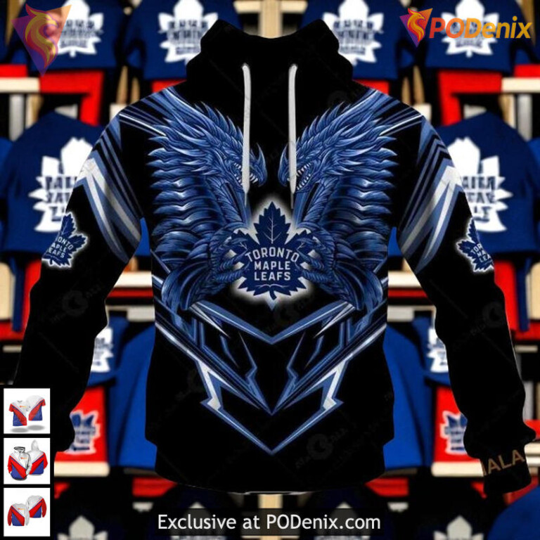 Dragon Design Toronto Maple Leafs Custom Name Hoodie, NHL 3D Hockey Shirt Style