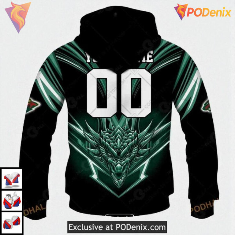 Dragon Graphic Artwork Edition NHL Minnesota Wild Personalized 3D Hoodie - 2