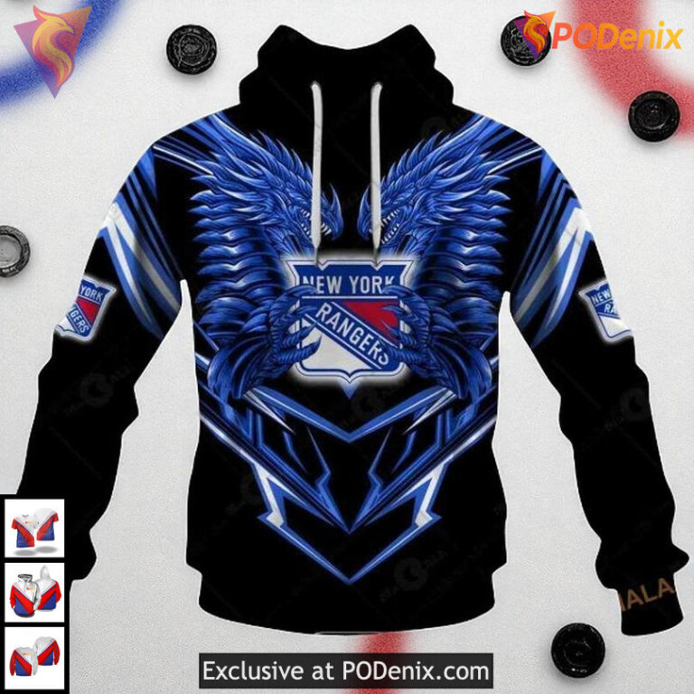 Dragon Inspired Style NHL Fans Wear New York Rangers Zip Up Hoodie Custom 3D