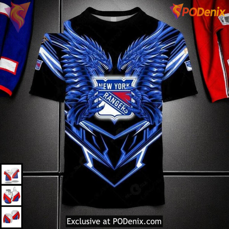 Dragon Inspired Style NHL Fans Wear New York Rangers Zip Up Hoodie Custom 3D - 1