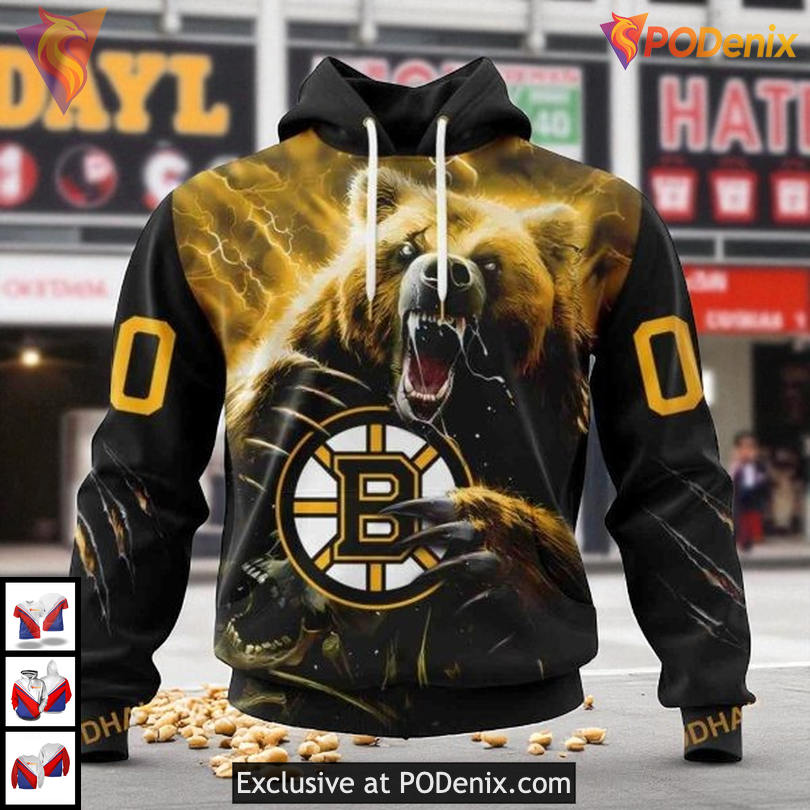 Fear The Bear NHL Custom Boston Bruins Hoodie 3D Bold Fan Inspired Style