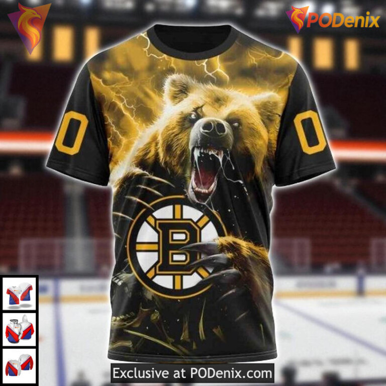 Fear The Bear NHL Custom Boston Bruins Hoodie 3D Bold Fan Inspired Style - 2