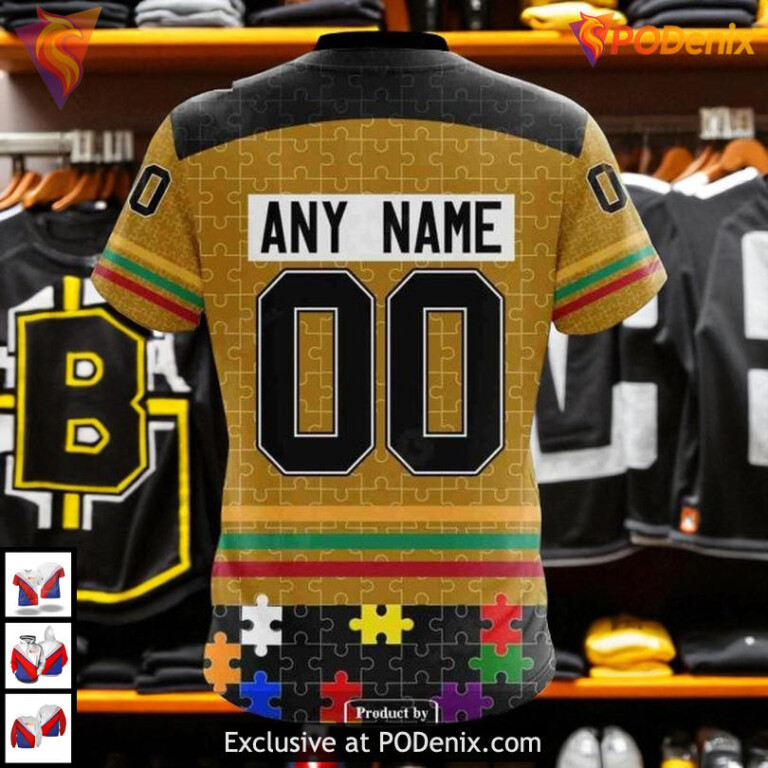 Fearless Against Autism Boston Bruins Hoodie 3D Custom NHL Awareness Shirt - 6