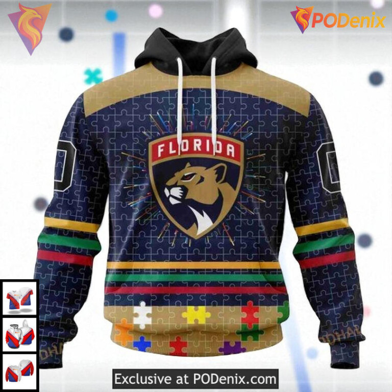 Fearless Against Autism Concept Custom Florida Panthers Mens Hoodie NHL 3D