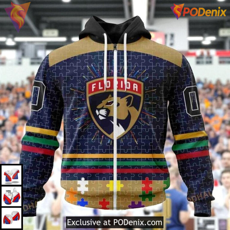 Fearless Against Autism Concept Custom Florida Panthers Mens Hoodie NHL 3D - 1
