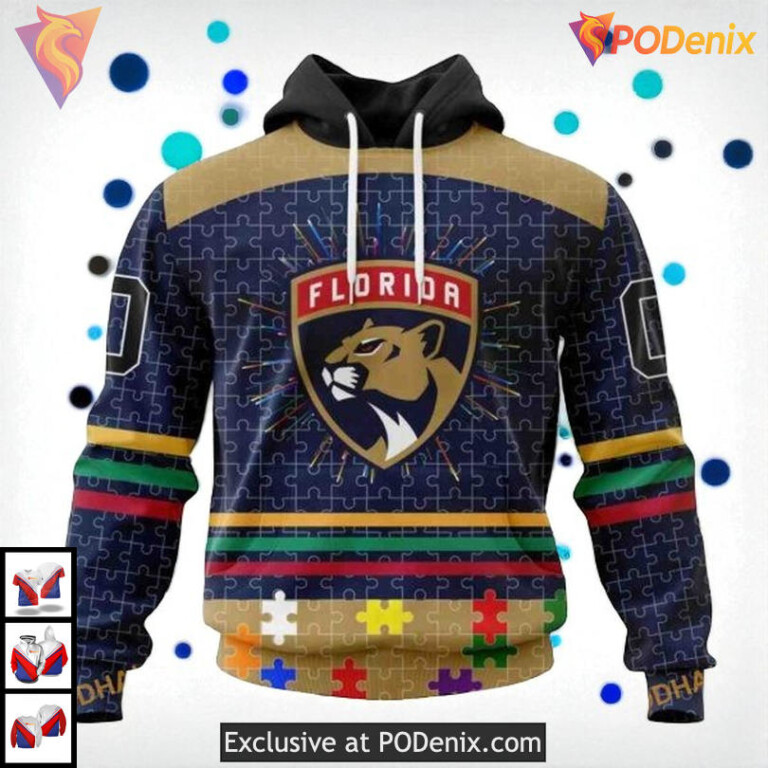 Fearless Against Autism Concept Custom Florida Panthers Pullover Hoodie 3D