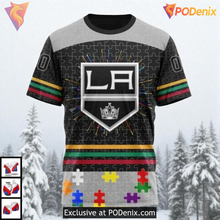 Fearless Against Autism Concept Custom Los Angeles Kings Full Print Hoodie NHL - 2