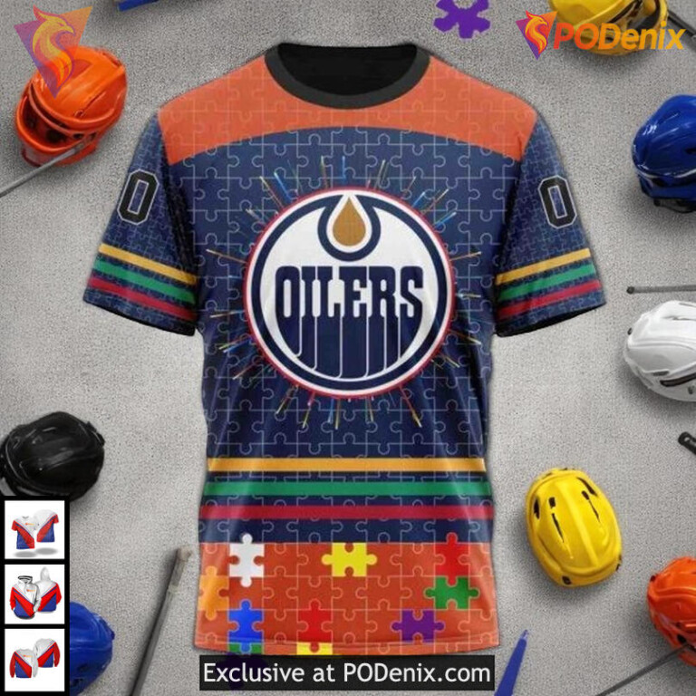 Fearless Against Autism Concept NHL Edmonton Oilers Full Print Hoodie 3D - 2