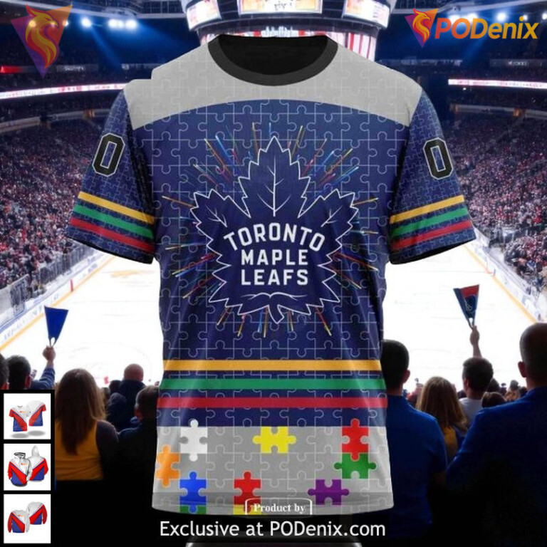 Fearless Against Autism Custom NHL Toronto Maple Leafs Pullover Hoodie, 3D Apparel - 2