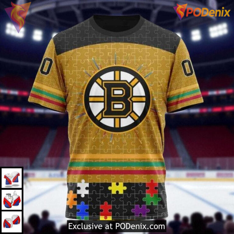 Fearless Against Autism NHL Boston Bruins Hoodie 3D Supportive Design - 2
