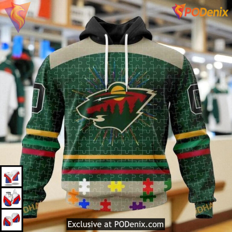 Fearless Against Autism NHL Minnesota Wild Pullover Hoodie 3D