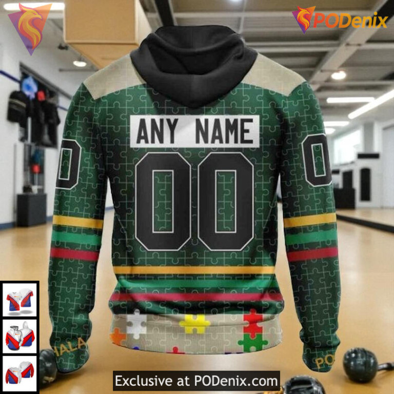 Fearless Against Autism NHL Minnesota Wild Pullover Hoodie 3D - 1