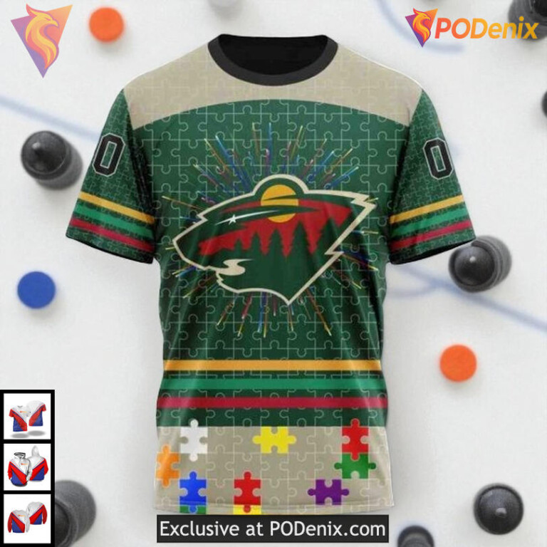 Fearless Against Autism NHL Minnesota Wild Pullover Hoodie 3D - 2