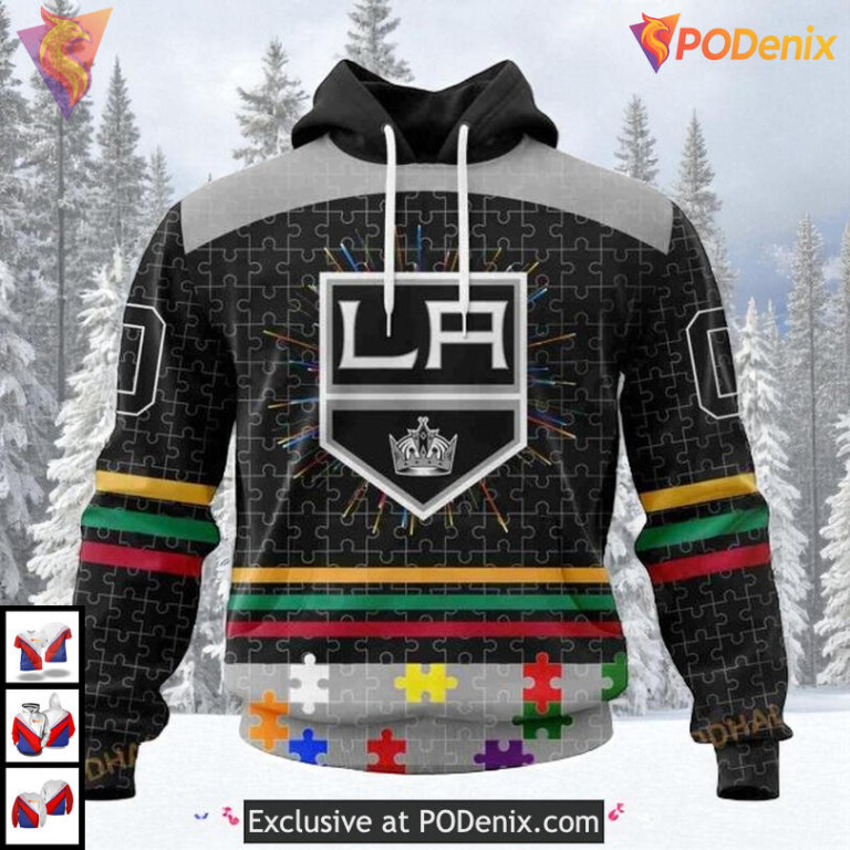 Fearless Against Autism Tribute Custom Number Los Angeles Kings Hoodie NHL 3D