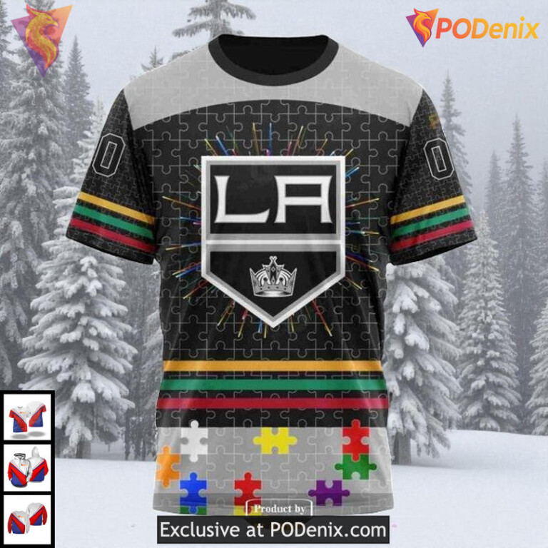 Fearless Against Autism Tribute Custom Number Los Angeles Kings Hoodie NHL 3D - 3