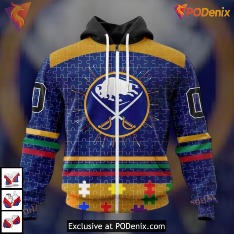 Fearless Against Autism Tribute NHL Buffalo Sabres All Over Print Hoodie Custom - 1