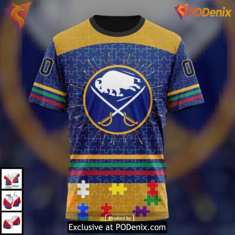 Fearless Against Autism Tribute NHL Buffalo Sabres All Over Print Hoodie Custom - 3