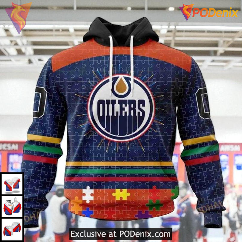 Fearless Against Autism Tribute NHL Edmonton Oilers Kids Hoodie 3D