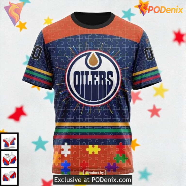 Fearless Against Autism Tribute NHL Edmonton Oilers Kids Hoodie 3D - 3