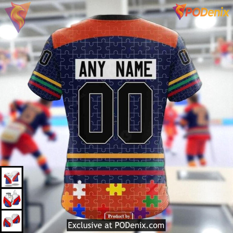 Fearless Against Autism Tribute NHL Edmonton Oilers Kids Hoodie 3D - 4