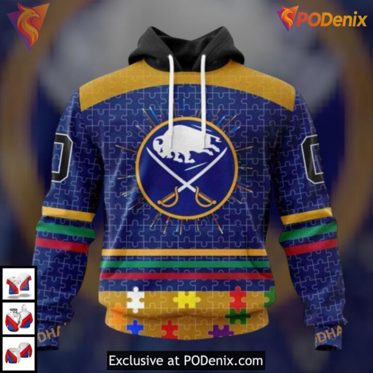 Fearless Autism Awareness Concept NHL Retro Buffalo Sabres Hoodie 3D Specialized