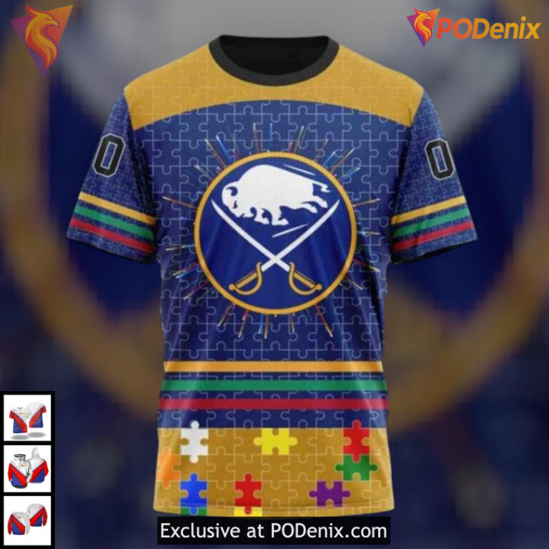 Fearless Autism Awareness Concept NHL Retro Buffalo Sabres Hoodie 3D Specialized - 2