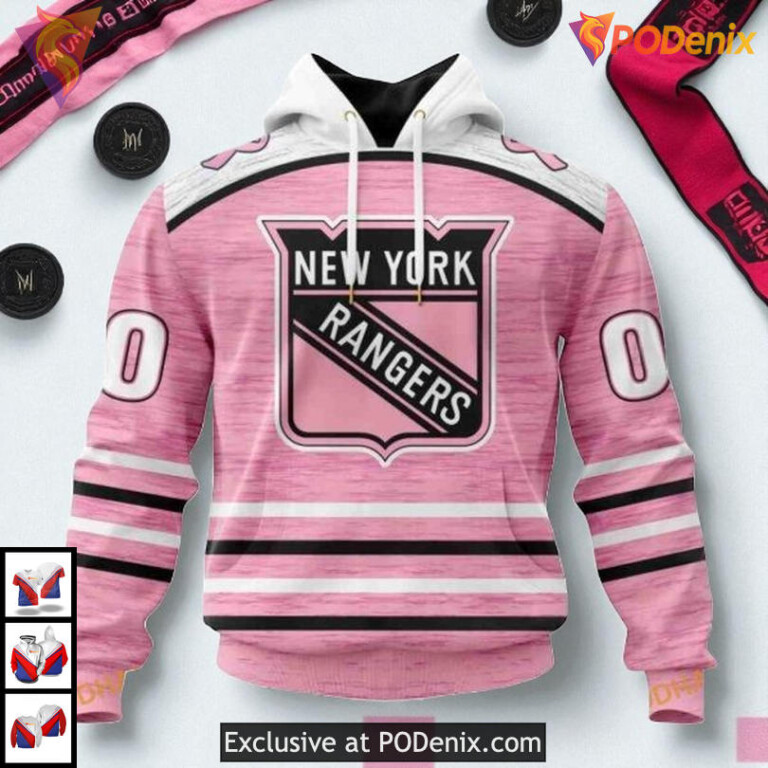 Fight Breast Cancer Pink Ribbon Edition Of New York Rangers Pullover Hoodie 3D