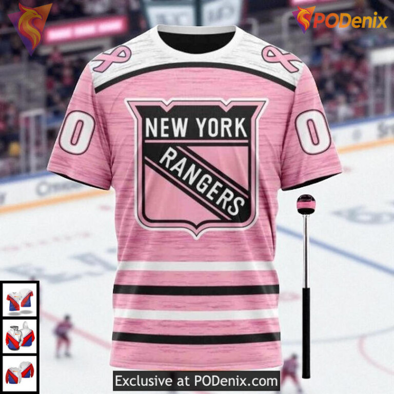 Fight Breast Cancer Pink Ribbon Edition Of New York Rangers Pullover Hoodie 3D - 2