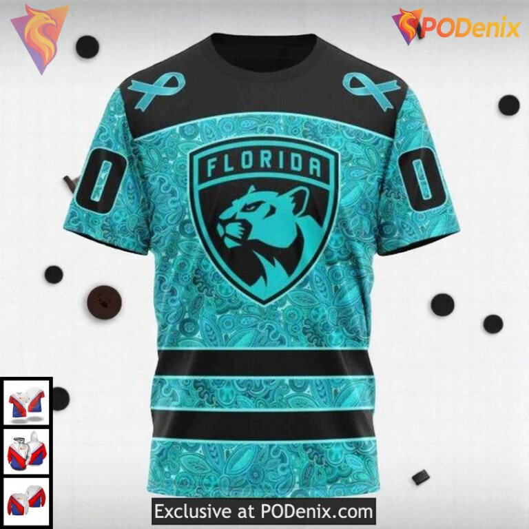 Fight Ovarian Cancer Awareness Custom Custom Number Florida Panthers Hoodie 3D - 2
