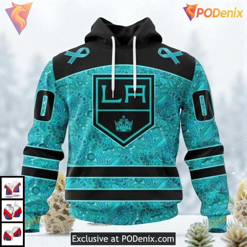 Fight Ovarian Cancer Awareness Custom Los Angeles Kings Personalized 3D Hoodie