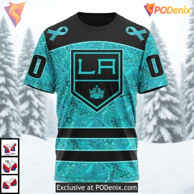 Fight Ovarian Cancer Awareness Custom Los Angeles Kings Personalized 3D Hoodie - 2
